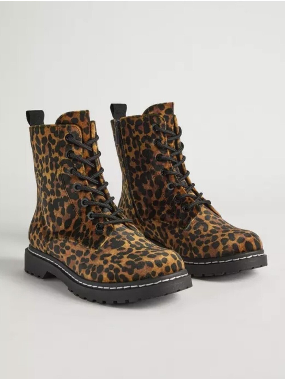 New! Stevie Lace-Up Combat Boot Leopard Size 11 (WW) Extra Wide Cheetah Torrid